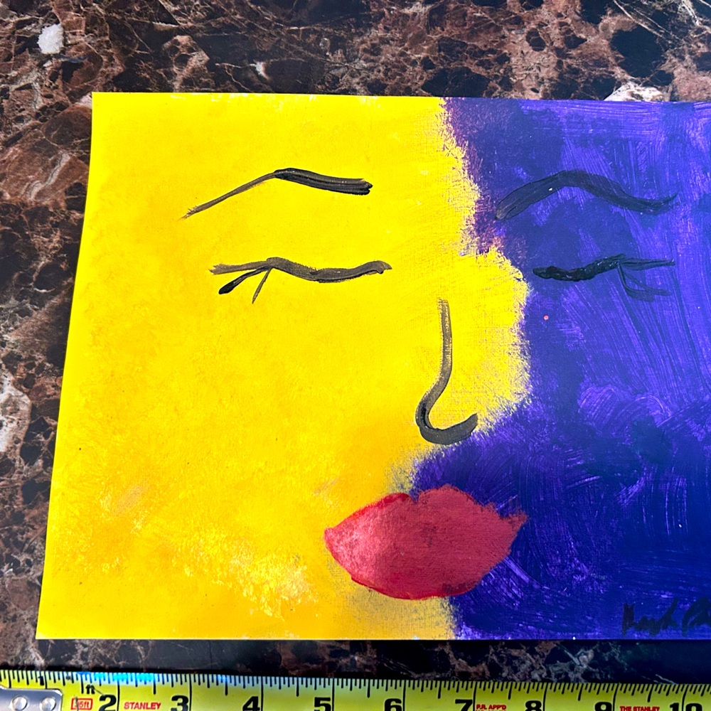 Vibrant Yellow and Purple Minimalist Painting